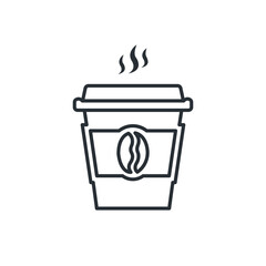 Paper Coffee cup, hot coffee line icon. Isolated vector illustration