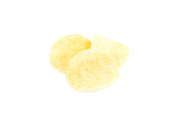 Potato chips mixed chili powder isolated on white background, Spicy potato chips