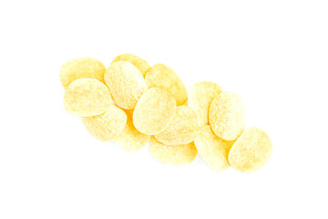 Potato chips mixed chili powder isolated on white background, Spicy potato chips
