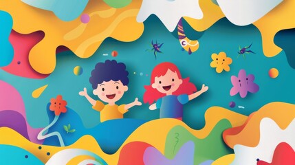 Obraz na płótnie Canvas International Children's Day Background, Cute and Colorful Abstract Design