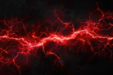 Red electric lightning on black background. Thunder and lightning strike. 3d illustration