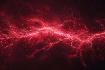 Red electric lightning on black background. Thunder and lightning strike. 3d illustration