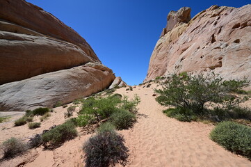 White Domes Trail in Nevada USA on a hot April day in 2024. 