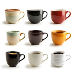 set of cups on white background Generative Ai