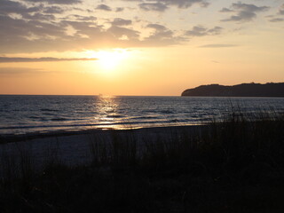 Sonnenaufgang an der Ostsee, Strand auf der Insel Rügen, Ostseebad Binz, Mecklenburg Vorpommern, Deutschland