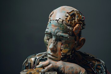 Cyborg Head - Future Frontiers: Exploring the Intersection of Robotics and Human Enhancement