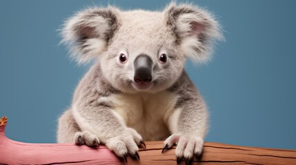 Naklejka premium A koala perched gracefully atop a tree branch, surveying its leafy kingdom