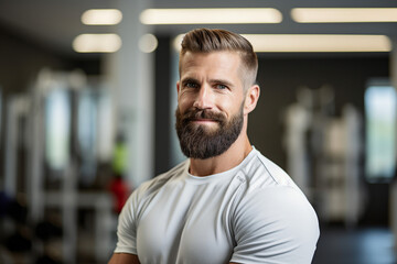 Obraz premium AI generated portrait of trainter in gym professional therapist rehabilitation center