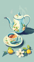 Scandinavian-style teatime illustration standby