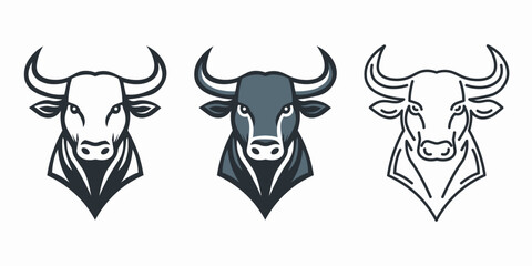Bull icon set. Animal Toro or Bull logo. Vector illustration