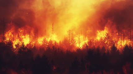 Fototapeta na wymiar Forest fires occur in the summer
