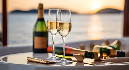 Elegant Wine Glasses Crystal Drinkware for Celebrations and Special Occasions, Champagne and Wine Glasses for a Luxurious Dinner Party or Wedding Celebration, Red and White Wine Glasses on a Table for