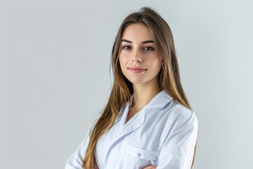 Young pretty woman, Physical Therapist photo on white isolated background