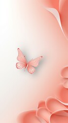 Coral plain background with minimalistic pastel butterfly pixel swirl border with copy space texture for display products blank copyspace for design text 