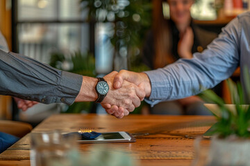 Obraz premium Handshake between two people made with generative ai concept