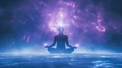 Enhancing Spiritual Connection through Telepathic Astral Communication in Meditation. Concept Spiritual Connection, Telepathic Communication, Astral Realm, Meditation, Enhancing Awareness