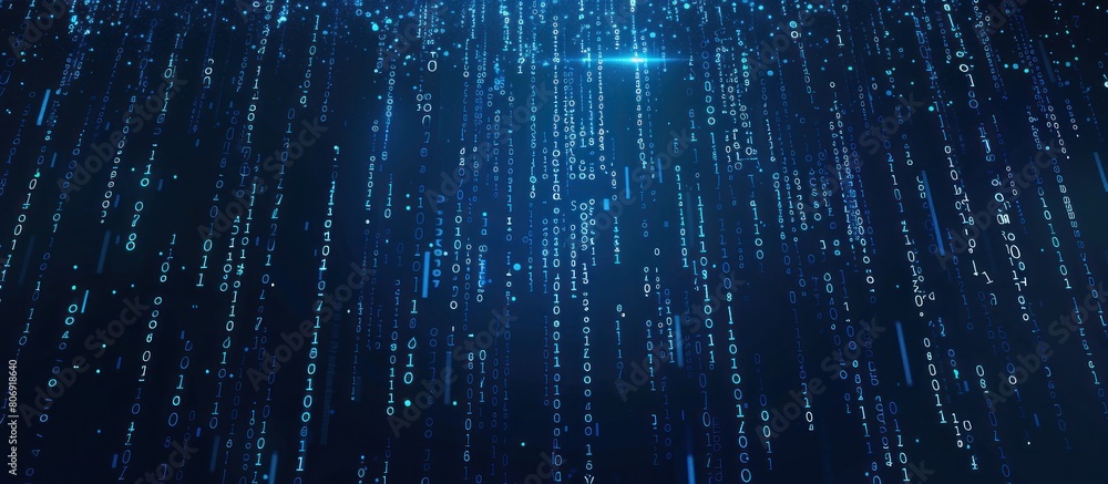 Poster abstract background with blue glowing binary code and numbers