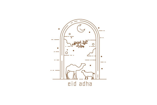 eid adha camel sheep line art clip art preview