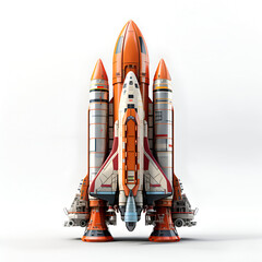 Space Shuttle on a white background. 3D illustration with clipping path