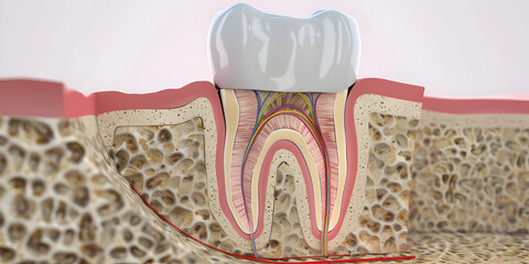 Illustration of a Tooth Cross Section Highlighting