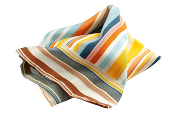 Striped Cotton Pocket Square in Pastel Colors On Transparent Background.