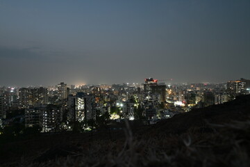 View of Pune in summer, Cityscape Skyline, buildings holdings, Signboards, and banners, Pune, Maharashtra, India