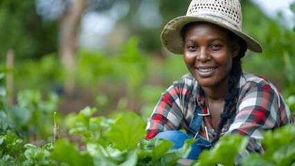 Individual volunteering in community garden promoting environmental conservation through organic farming. Concept Community Gardening, Environmental Conservation, Organic Farming