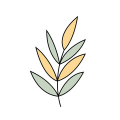 Tropical leaf in doodle style. Vector illustration.