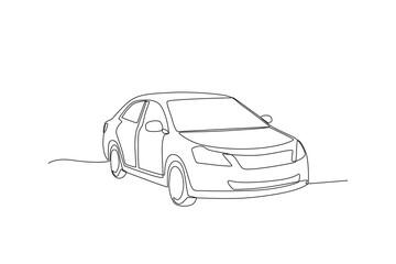Single continuous line drawing of a Sedan. Technological advances in transportation. Continuous line draw design graphic vector illustration.
