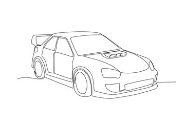 Obraz premium Single continuous line drawing of a Sedan. Technological advances in transportation. Continuous line draw design graphic vector illustration. 