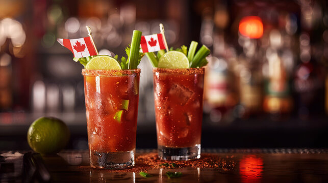 Patriotic Canadian Caesars With Lime