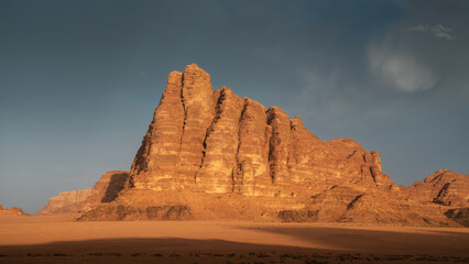 Seven Pillars of Wisdom Mountain in Wadi Rum Desert, Jordan
