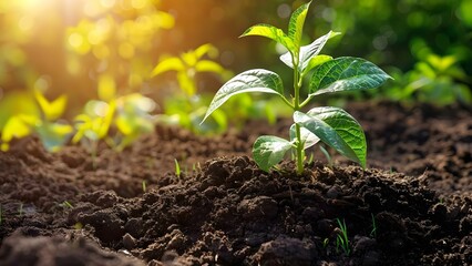 Establishing Young Trees in Soil for Sustainable Agriculture Practices. Concept Soil Management, Young Trees, Sustainable Agriculture, Establishment Practices