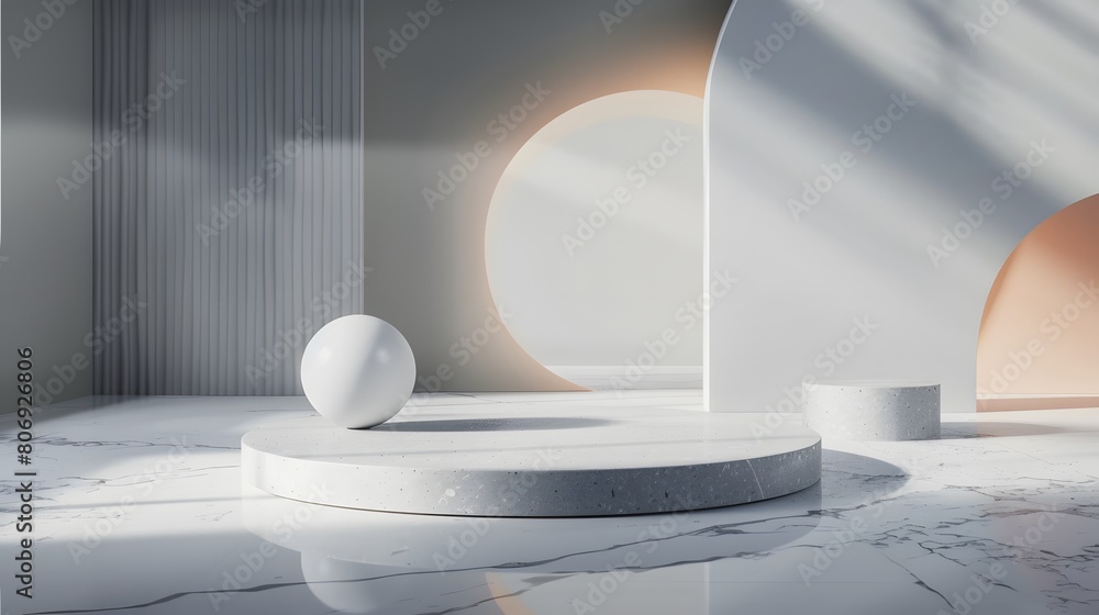 Poster 3d product unique platform in minimalistic style