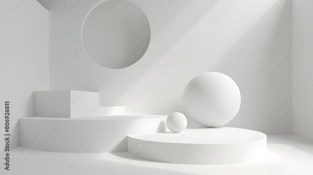 Poster 3d product unique platform in minimalistic style