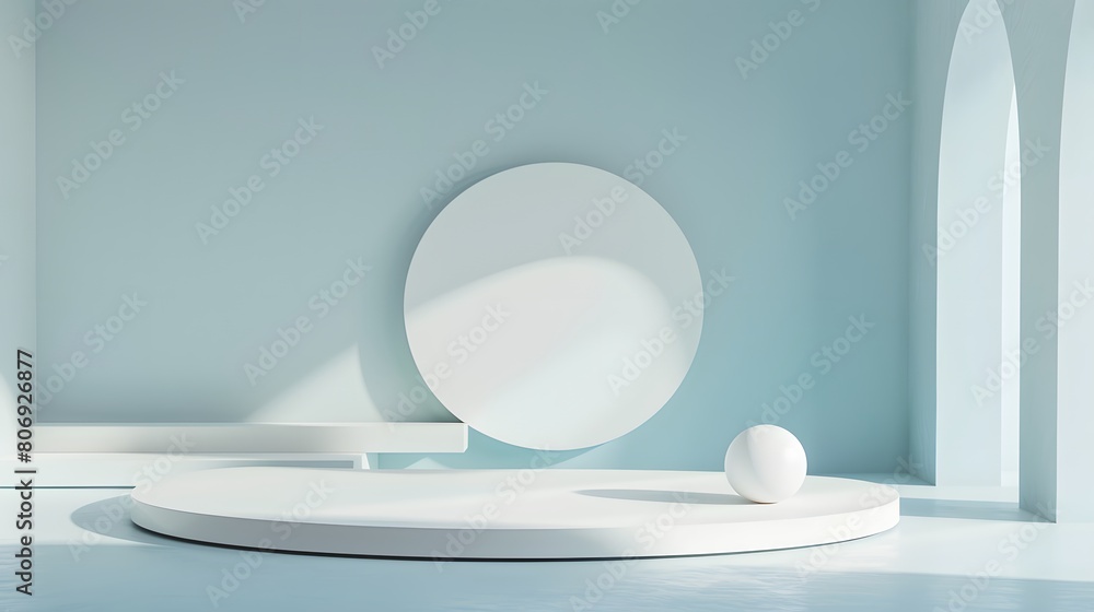 Poster 3d product unique platform in minimalistic style
