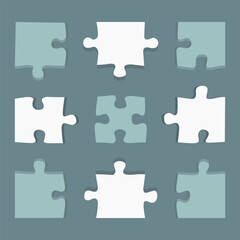 Puzzle pieces collection. Set of puzzle jigsaw icons