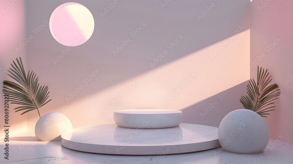 Poster 3d product unique platform in minimalistic style