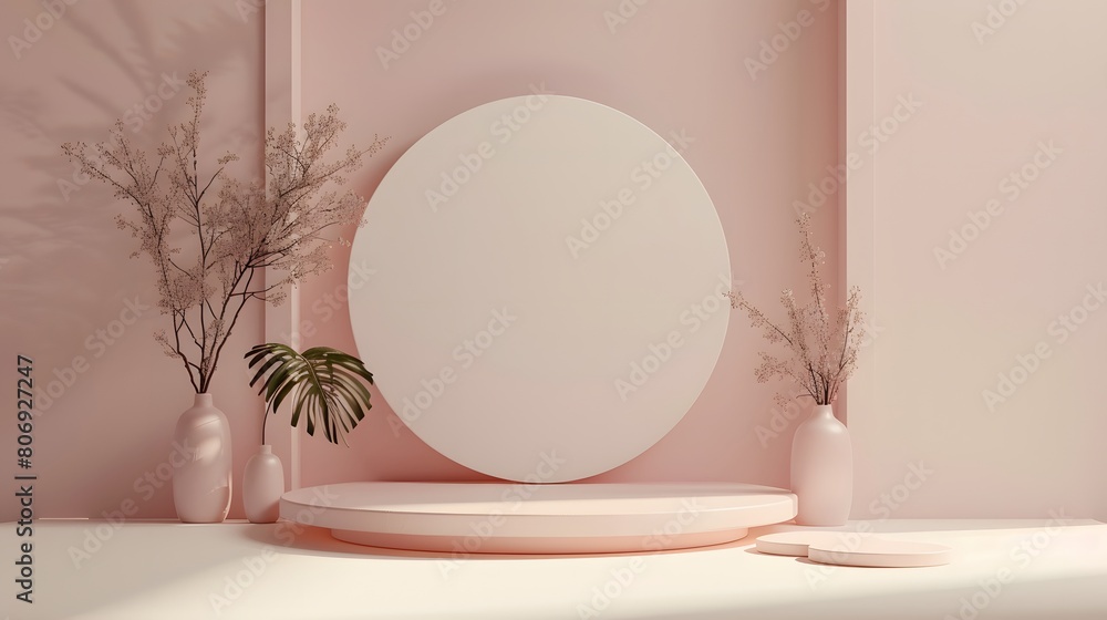 Poster 3d product unique platform in minimalistic style