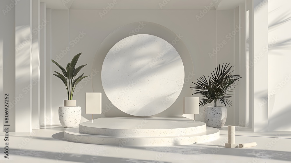 Poster 3d product unique platform in minimalistic style