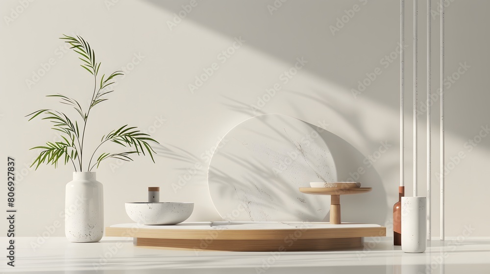 Poster 3d product unique platform in minimalistic style