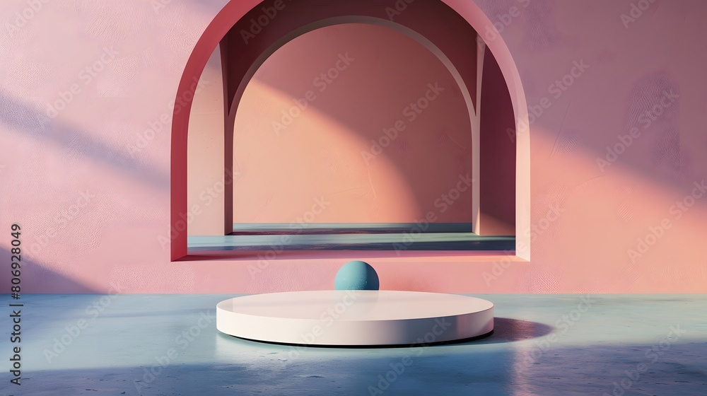 Aufkleber 3d product unique platform in minimalistic style
