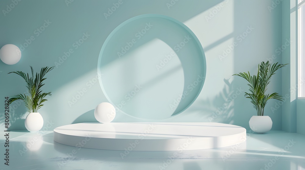 Poster 3d product unique platform in minimalistic style