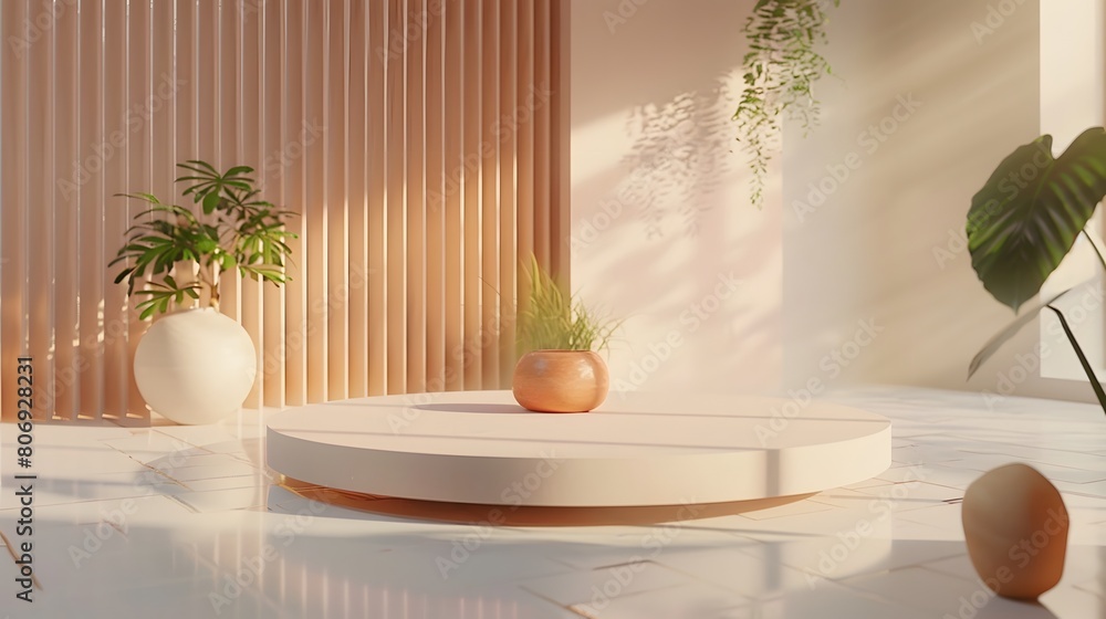 Poster 3d product unique platform in minimalistic style