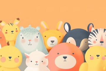 Naklejka premium illustration of cute animals with pastel tones and friend