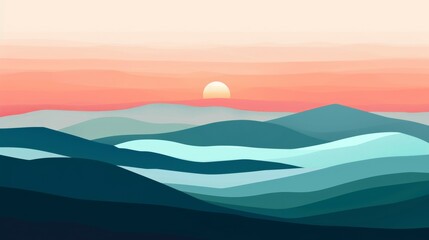 Mountain background vector. Minimal landscape art with watercolor brush and golden line art...