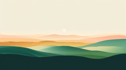 Mountain landscape with a dawn, an elongated format for the convenience of using it as a background.