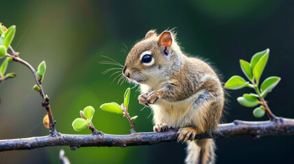 A Little squirrel sitting on a branch