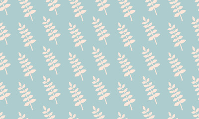 Seamless pattern with Zamioculcas leaves. Abstract exotic foliage background. Modern Tropical plants. Flat Vector illustration 
