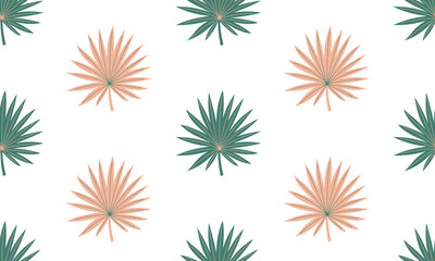 Seamless pattern with palm leaves. Abstract Tropical foliage background. Modern exotic jungle plants. Flat Vector illustration 